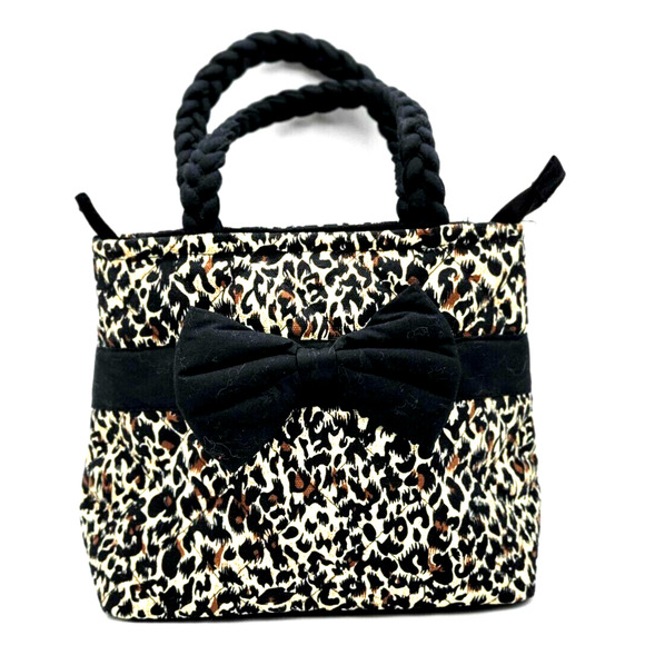 NaRaYa Small Black Handbag Cotton Jungle Print 8x7x5" - Picture 1 of 8